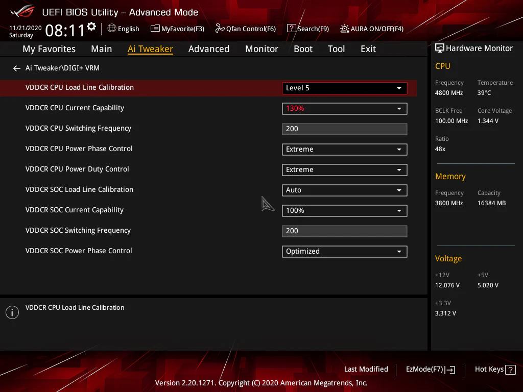 What is VDDCR CPU Power Duty Control?