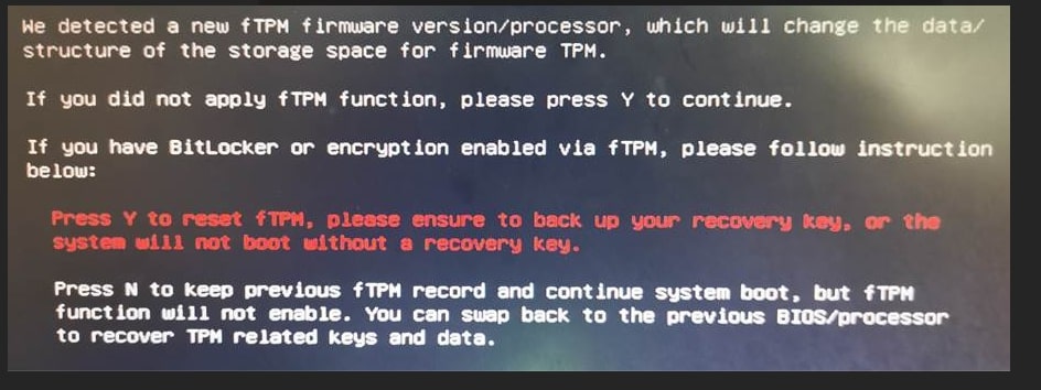 Steps to Resolve fTPM Issues After CPU Upgrade